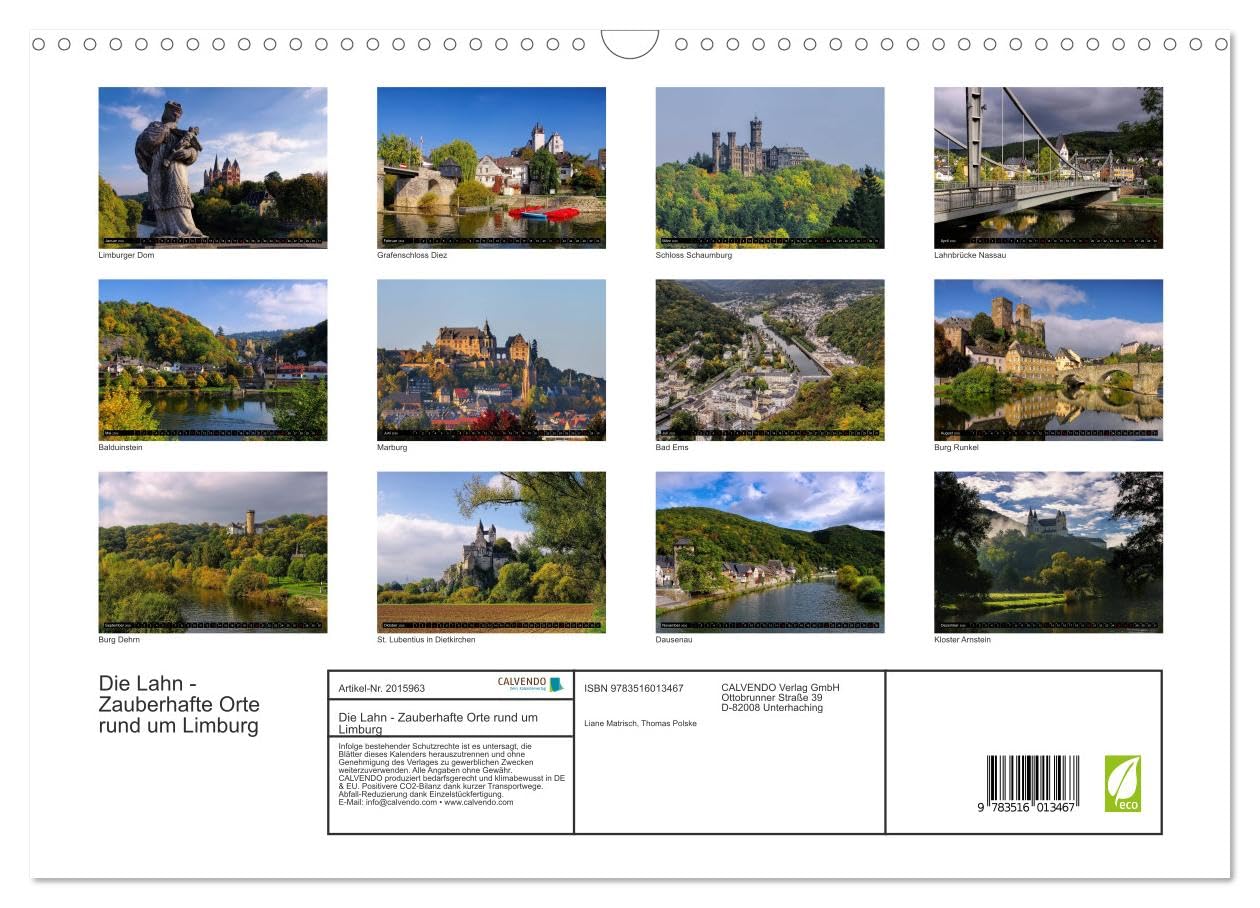 Die Lahn - Zauberhafte Orte rund um Limburg (Wandkalender 2026 DIN A3 quer), CALVENDO Monatskalender: Abwechslungsreiche Fotos aus dem Lahntal (CALVENDO Orte)