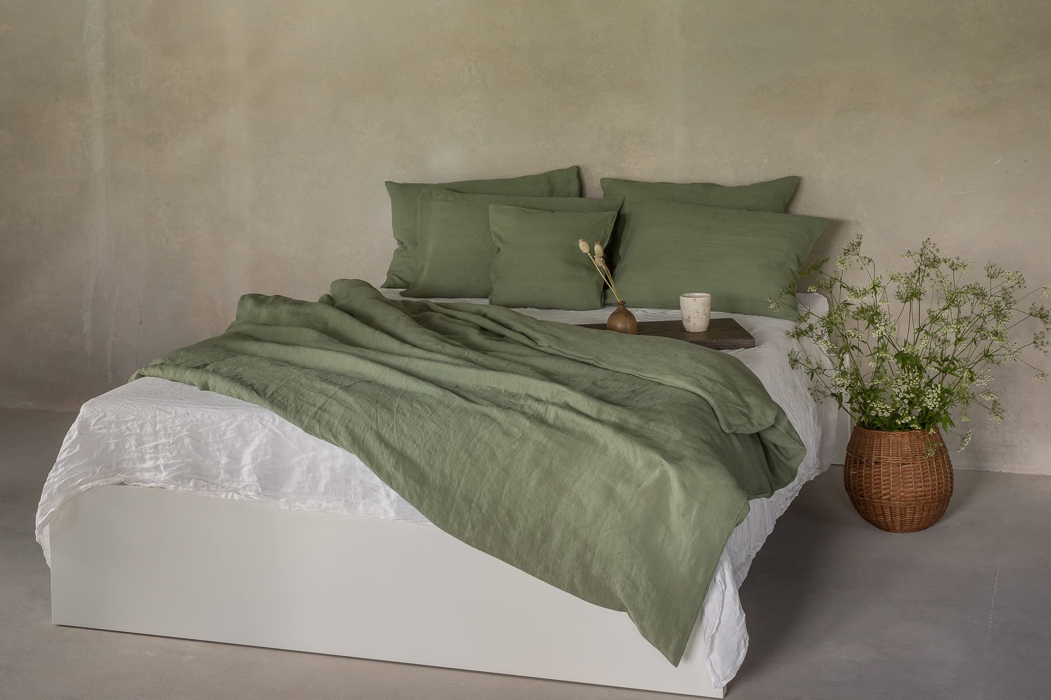 Parure de lit en lin lavé de prestige, linge de lit naturel et durable