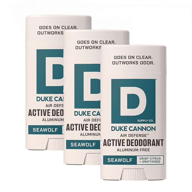 Desodorante Duke Cannon Supply Co sem alumínio Seawolf Driftwood + Coastal Air, 3 unidades de 85 g