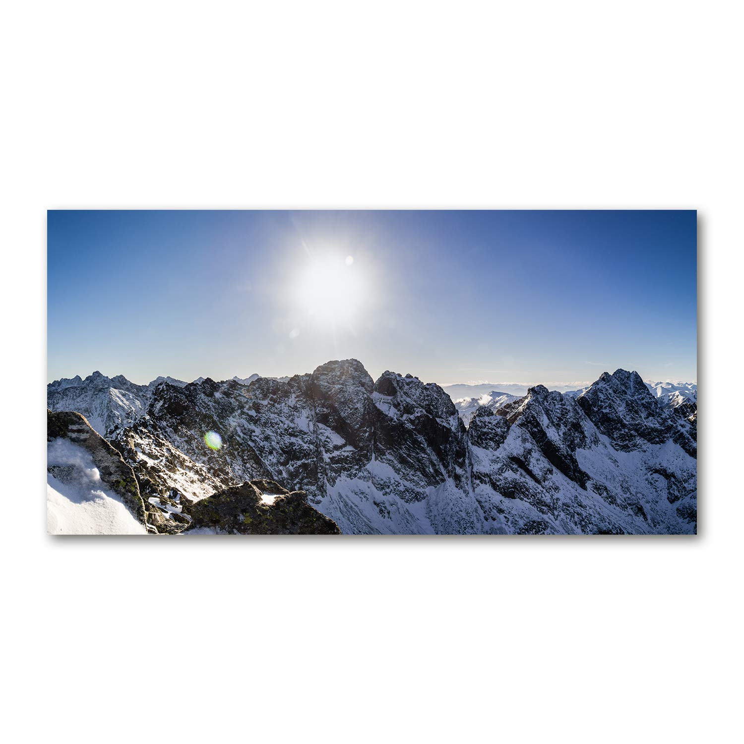 Impression sur verre 120x60 paysage d'hiver Tatras bleu crédence cuisine salon