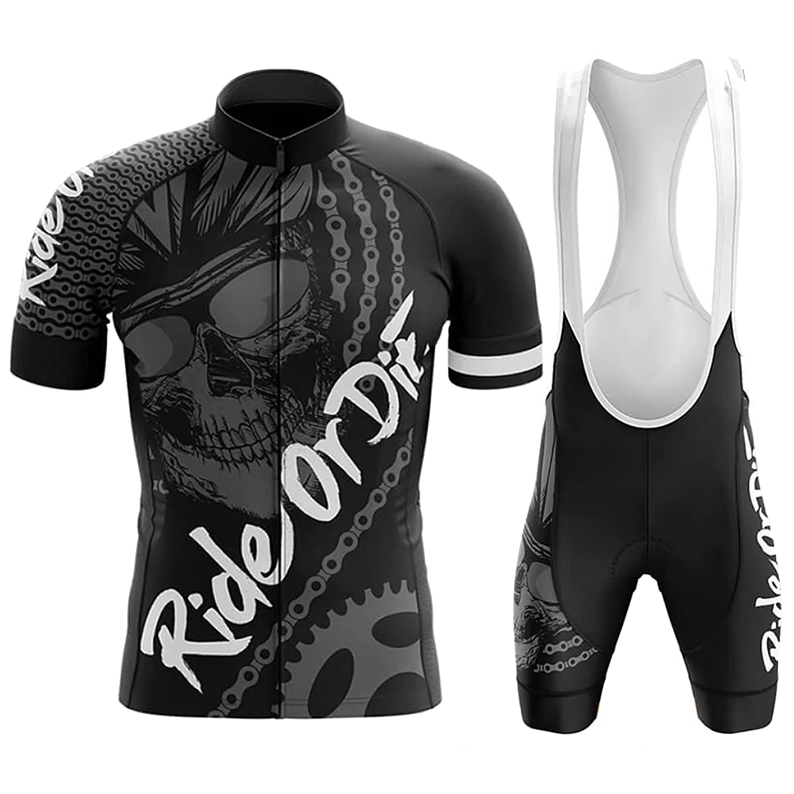 Vêtements Cyclisme Homme Tenue Cycliste Été,Maillot de Velo VTT Manche Courte MTB Jerseys et Cuissard à Bretelle avec 19D Coussin Gel,Ensemble Combinaisons de Cycling Respirant Séchage Rapide(D5,XL)