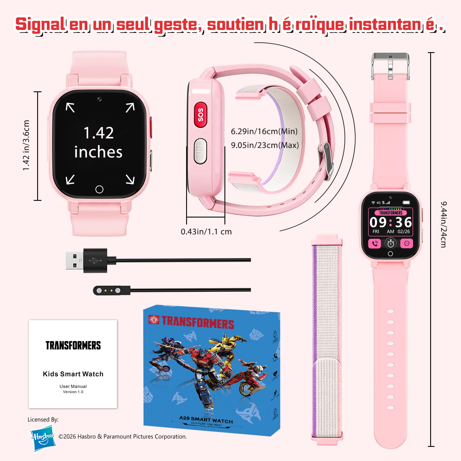 4G Montre Connectée Enfant GPS, Appel Vidéo, Téléphone, IP68 Étanche, SOS