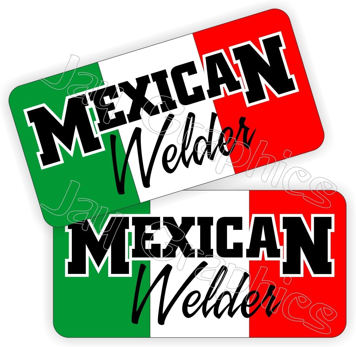 Pair - MEXICAN WELDER Hard Hat Stickers | Vinyl Welding Helmet Decals | Labels Hecho Mexico Toolbox Rude Funny Motorcycle Steel Aluminum Metal Tig Mig Stick