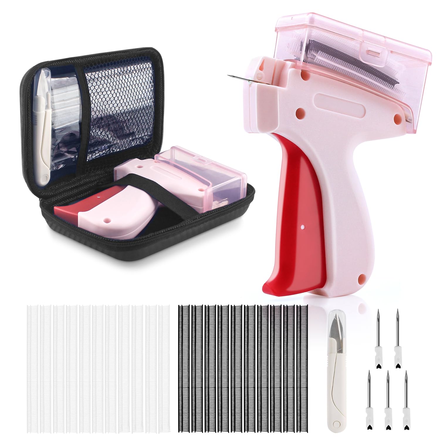 Stitch Gun Clothing Fixer, Micro Tagging Gun, Quick Stitch Sewing Gun for Clothes, Mini Fine Tag Gun kit with 6 Needles 2000 Micro Fasteners & Scissor (D1)