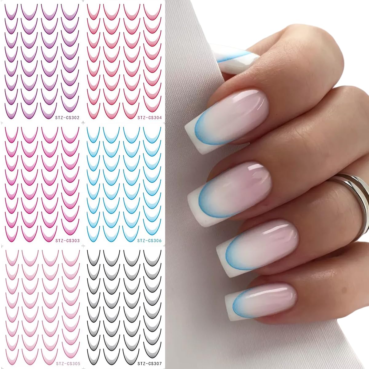Amazon.com: French Tip Nail Guides Tool Self-Adhesive French V-Shaped ...
