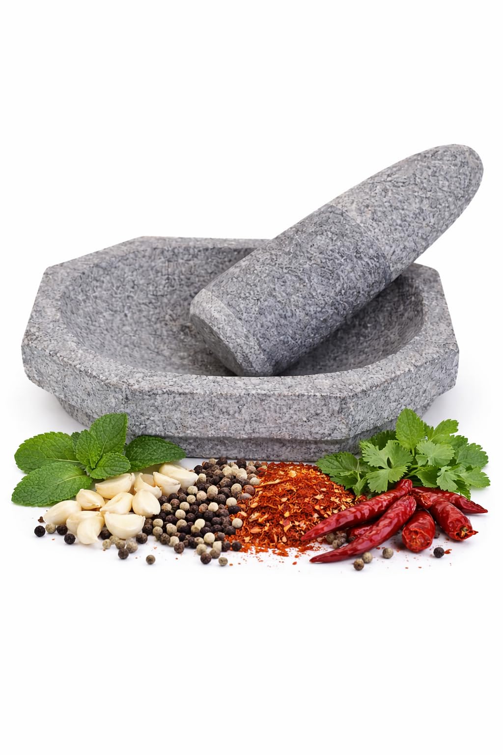 Kalvam Stone | Mortar and Pestle Set | Stone Masher | Khalbatta | Kharal | Musal for Kitchen Home | Herbs and Spices (8Inch)-image-14