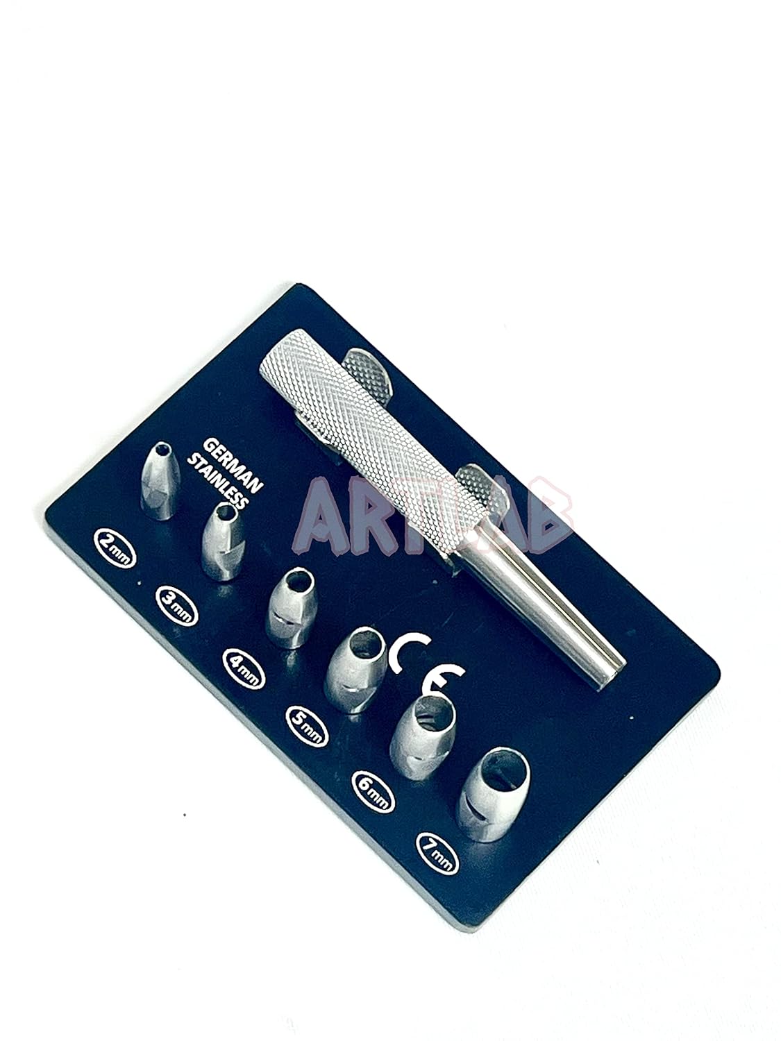 ArtLab -Set of 6 Keyes Dermal Punch Set 4", Screw-in Keyes Knives 2,3,4,5,6 & 7mm Mounted-Keyes Dermal Punches