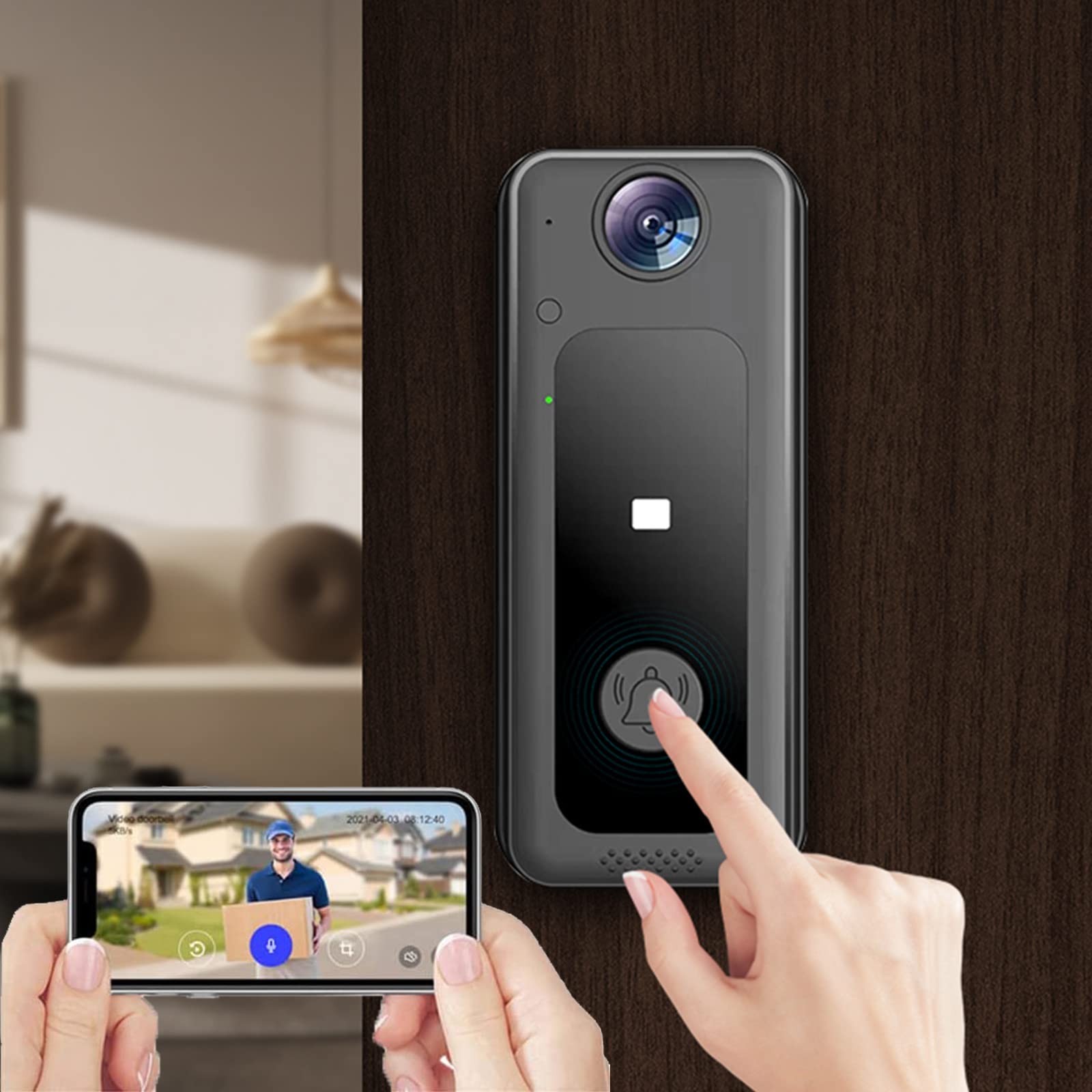 Sonnette de sécurité avec détection de mouvement précise et intercom vidéo HD grand angle