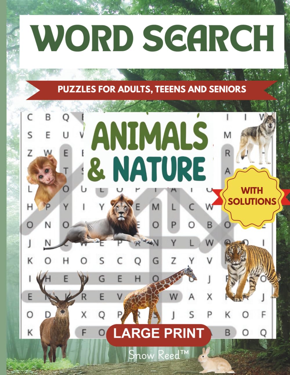 Animals & Nature Word Search Puzzle Book: Large Print Word Search Puzzles, Animals & Nature Theme, Solutions Included