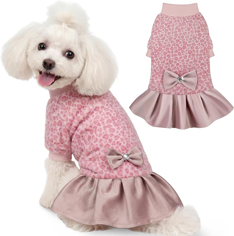 Vestido de Moletom para Cães Pequenos com Laço Xadrez YUDODO YU89015PLEXL1