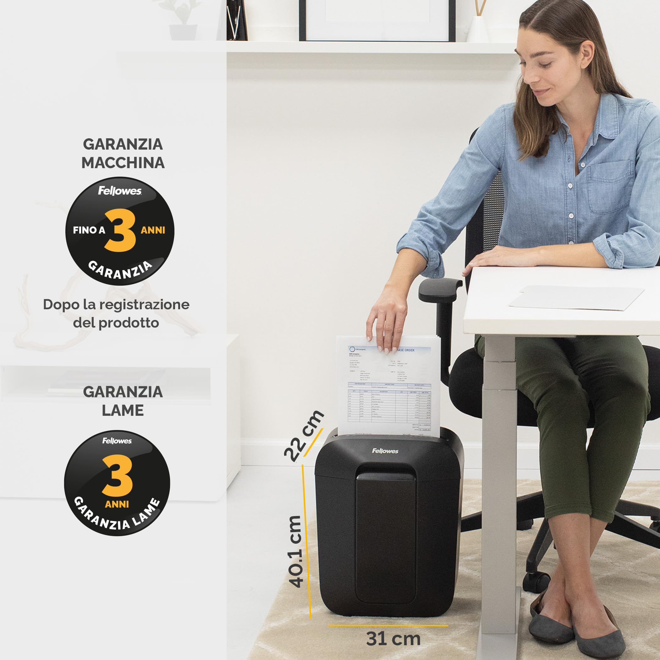 Fellowes distruggi documenti a frammento LX50, 9 fogli, trita documenti per casa e piccolo ufficio, uso personale, nero + Olio per Distruggi Documenti, 355 ml - Olio Lubrificante con Beccuccio