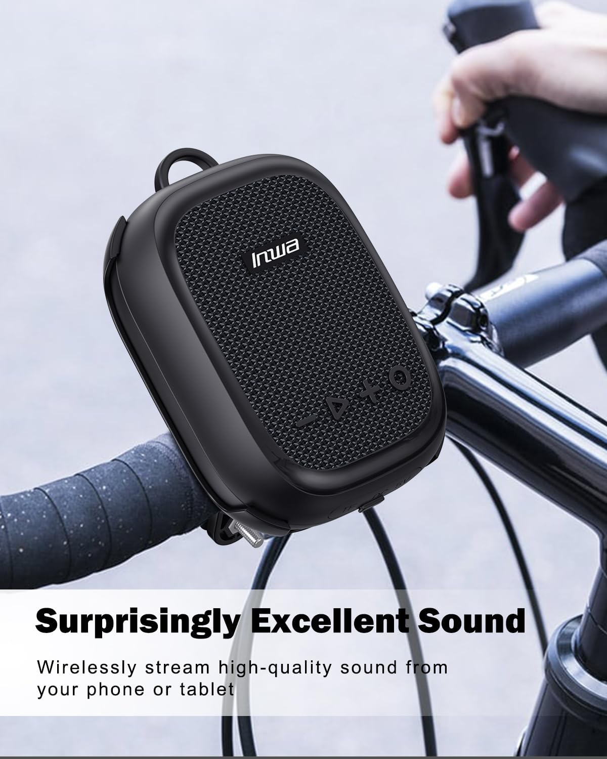 Inwa Portable Bluetooth Speaker for Bike, IP67 Waterproof Wireless Traveling Bicycle Speakers, TWS Mini Outdoor Speaker, Built in Mic for Bicycle Riding, Showering, Hiking, Pool, Beach, Golfing(Black) - Image 4