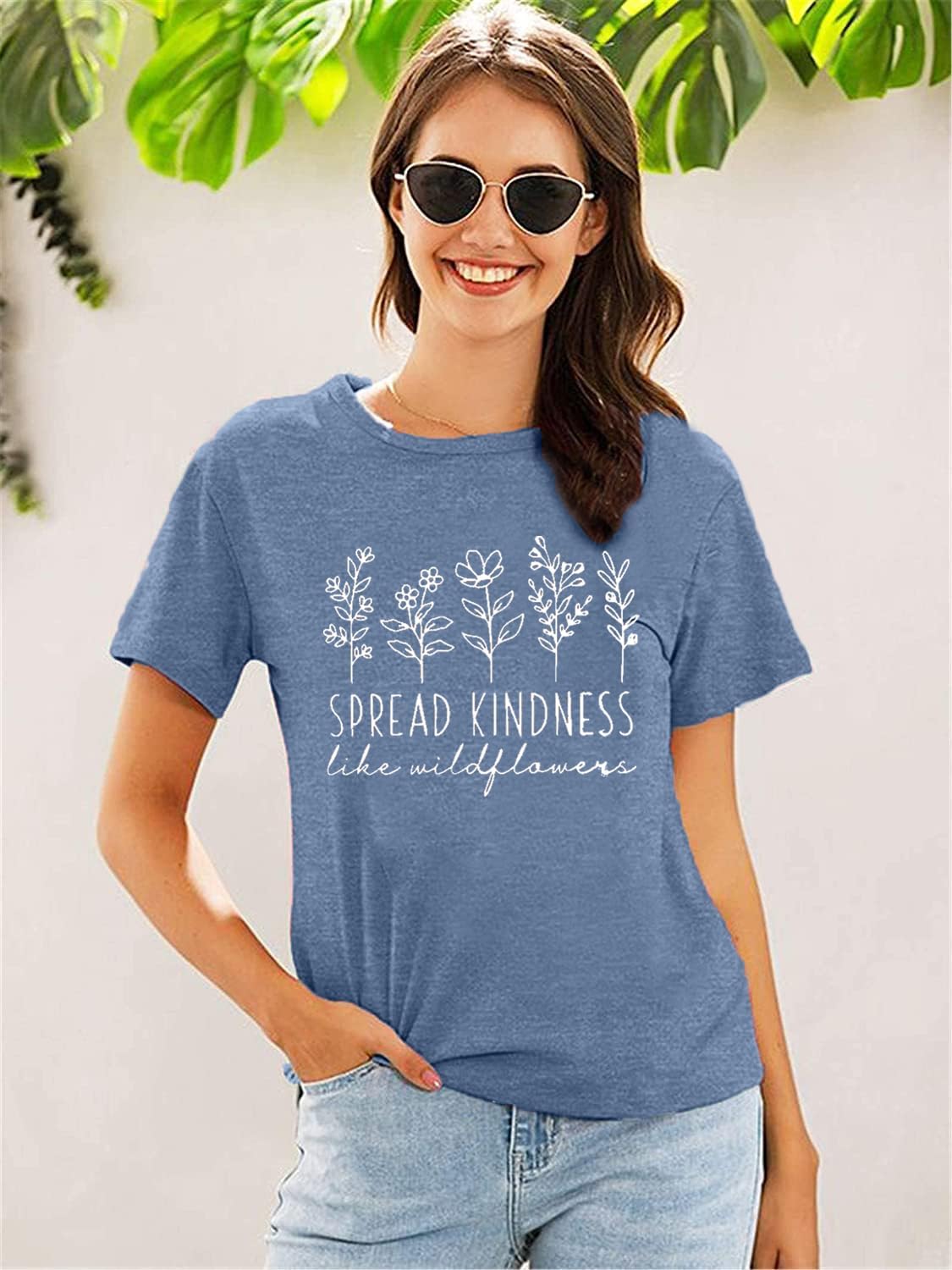 Spread Kindness Like Flower T-Shirt for Women Flower Graphic Shirt Casual Positive Inspirational Short Sleeve Top - Image 6