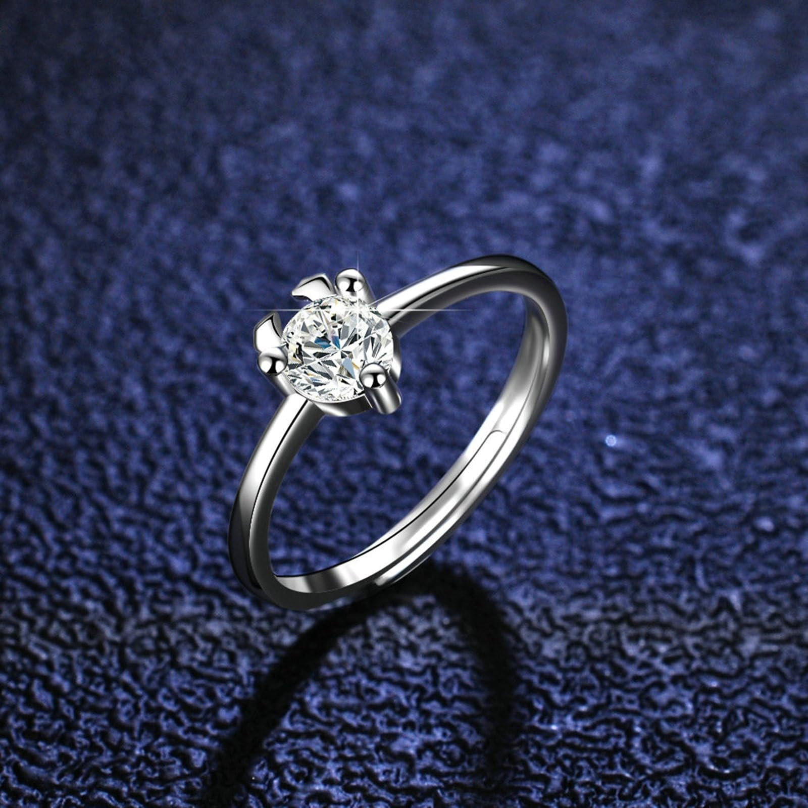 Anillo de compromiso para mujer de oro blanco y oro blanco con diamante cultivado en laboratorio de 0,5 ct