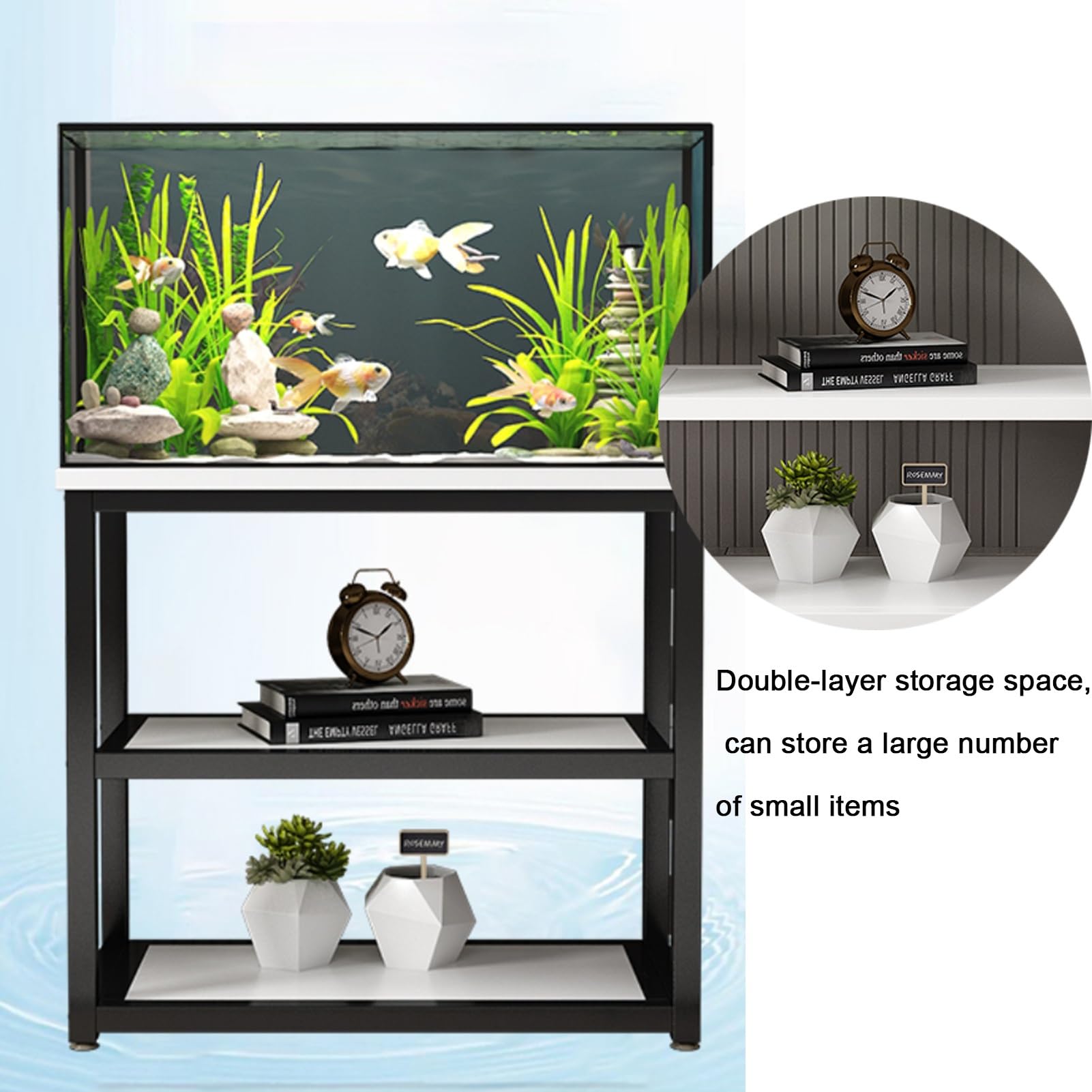 Supporto per Acquario a Doppio Strato in Metallo - Slish rium STO, Adatto per casa e Ufficio - Consente di Risparmiare Spazio per Gli Amanti dei Pesci e Gli acquariofili.