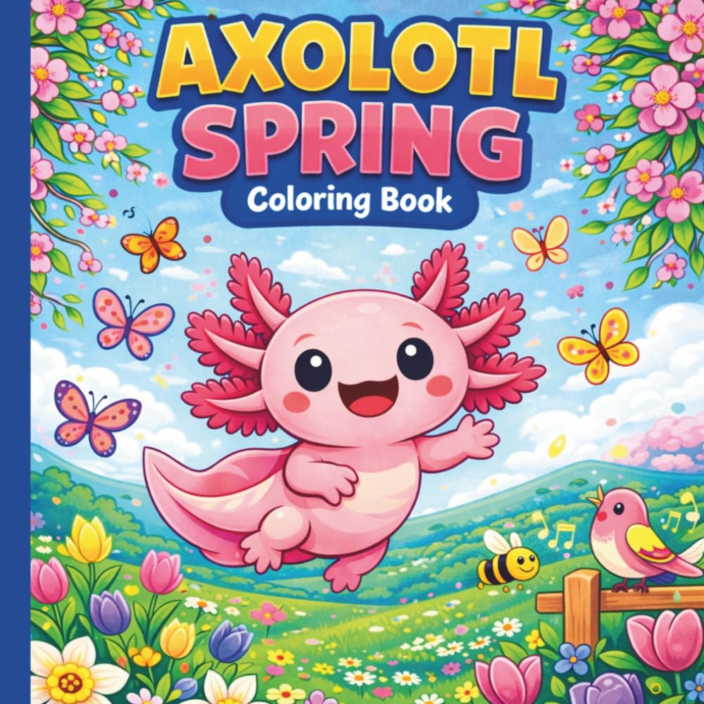 Axolotl Spring Coloring Book: Spring Coloring Book For All Ages (HELLO SPRINGTIME! SPRING ACTIVITY & COLORING BOOKS FOR THE WHOLE FAMILY)