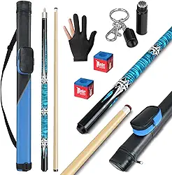 Taco de sinuca com estojo rígido, kit de tacos de bilhar de bordo, ponta de couro multicamadas de 13 mm, conjunto profissional de taco de sinuca de 147 cm com luvas, aerador, giz, 538 g