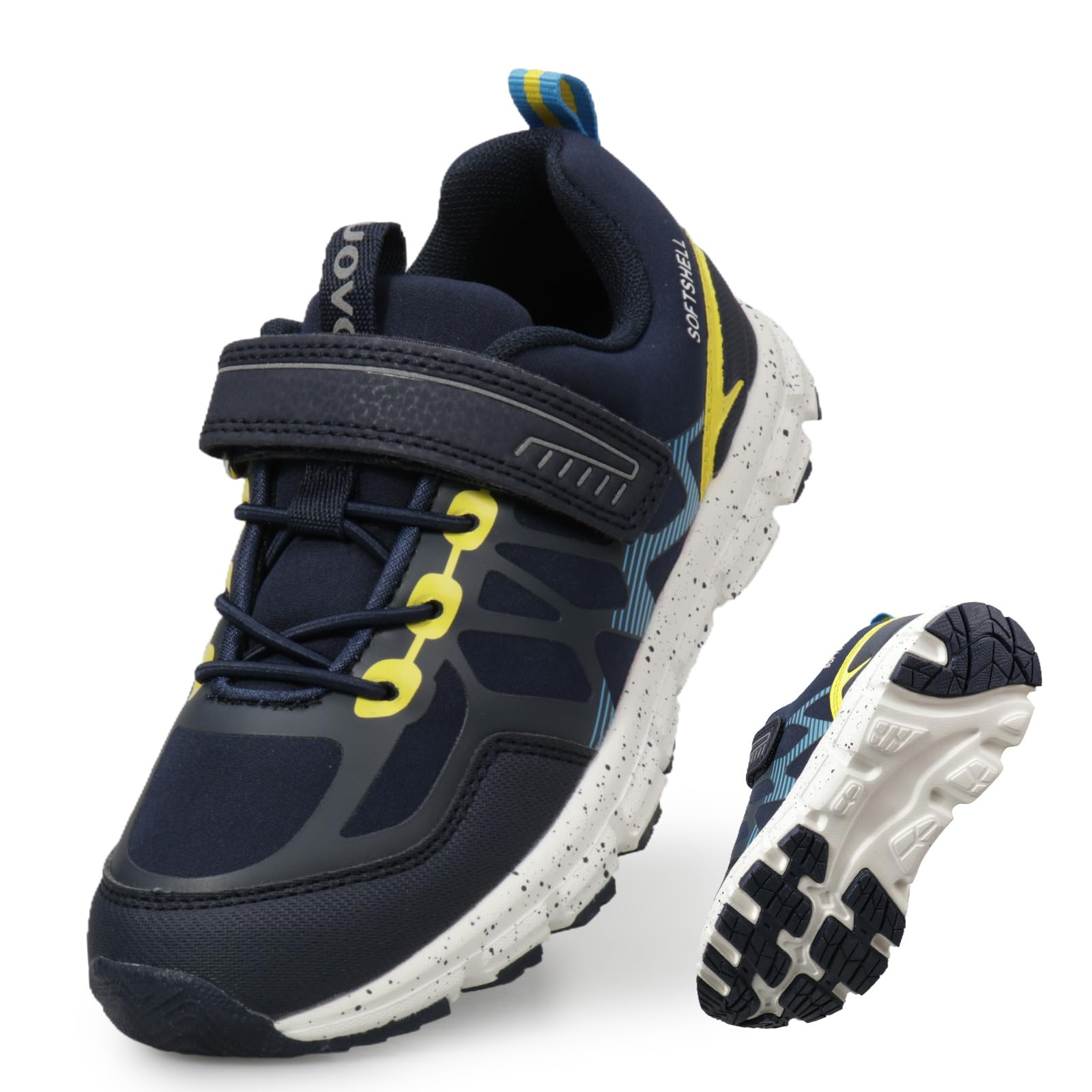 UOVO Boys Trainers Kids Walking Shoes Low-Top Sneakers Children Waterproof Trekking Hiking Footwear Running Shoes Black Blue Gray Size 9 UK Child to 5.5 UK — view 7