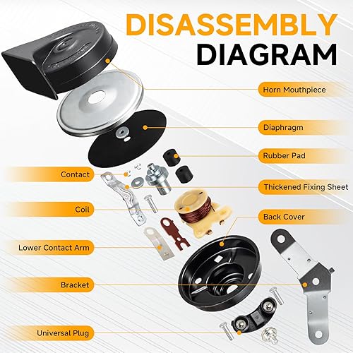 Vista 129 de FARBIN Bocina de coche compatible con Toyota/Lexus/Subaru, etc. Bocina de caracol eléctrica de tono alto y bajo de 12 V con parrilla protectora