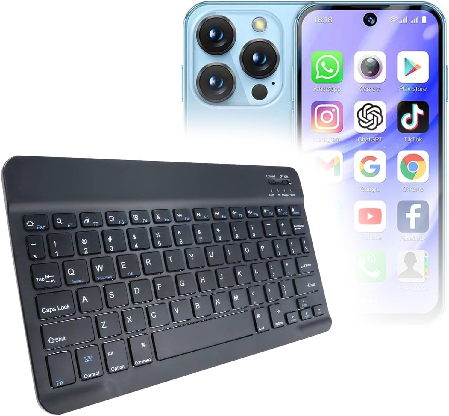 BoxWave Keyboard Compatible with SOYES XS 19 Pro - SlimKeys Bluetooth Keyboard, Portable Thin with Chiclet-Style Keys - Jet Black
