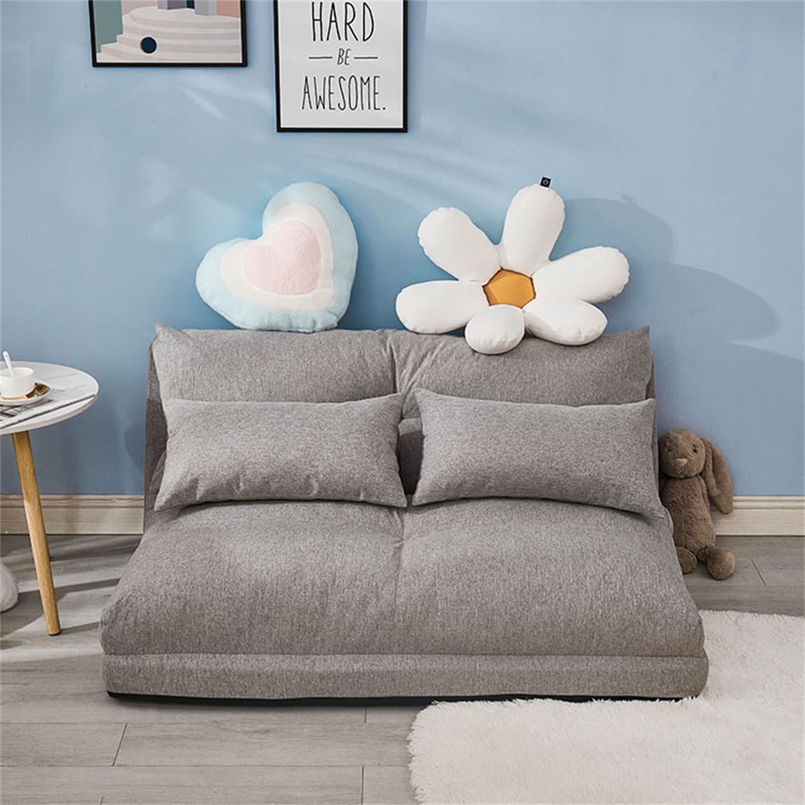 Divano Da Terra Pieghevole Johnear - Convertibile In Letto, Leggero, Con Poggiatesta, Beige, Per Spazi Piccoli - Foto 9