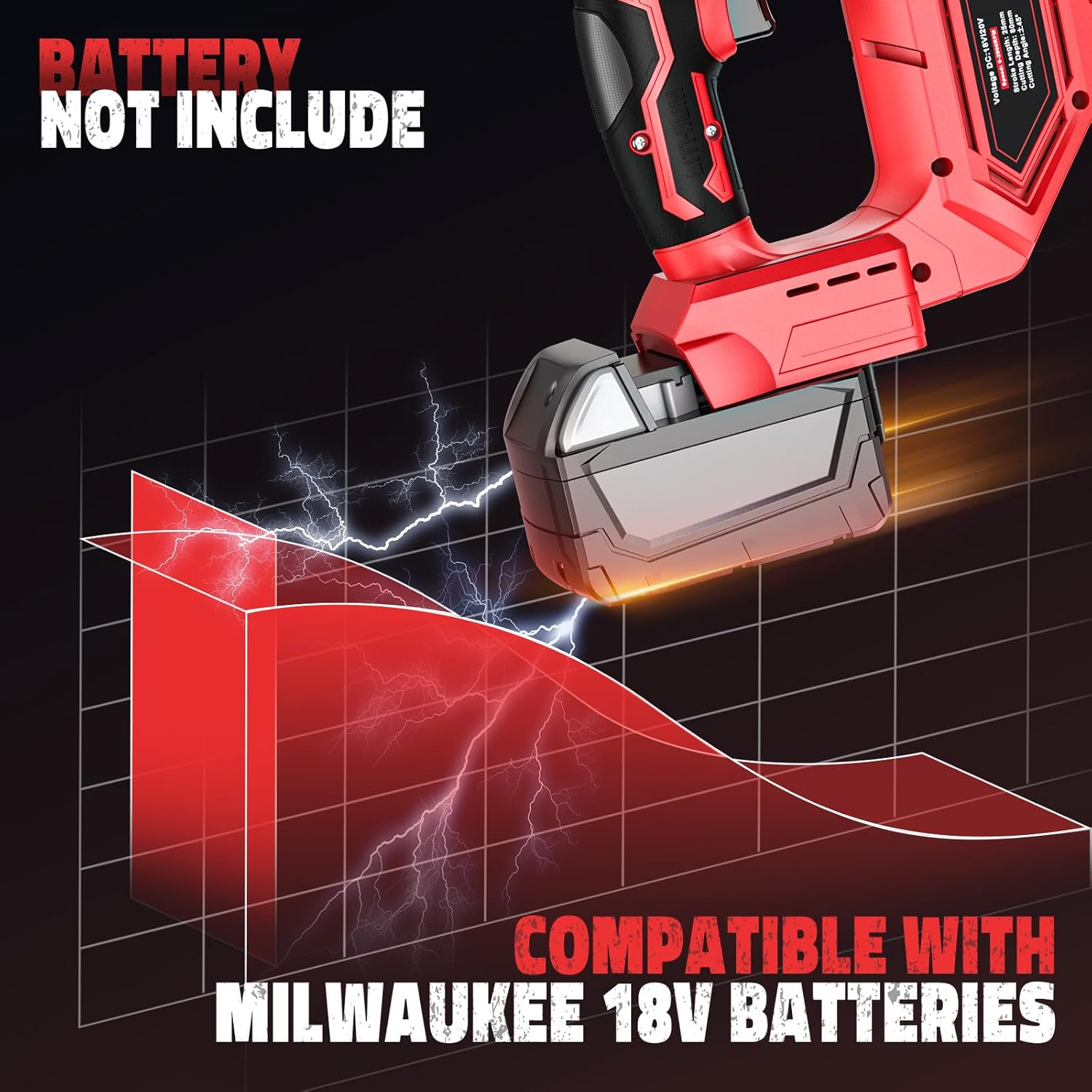 Jigsaw Compatible With Milwaukee 18V Battery, Cordless jig saw tool With LED Light, 0°- 45° Bevel Cuts, 3 Position Orbital Setting for Straight/Curve/Bevel/Circle Cutting (NO Battery)
