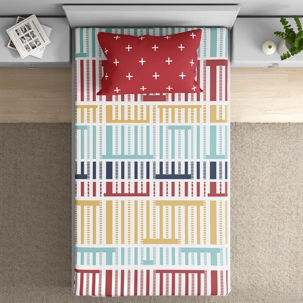 Wakefit Cotton Flat Bedsheet | 160 TC Bedsheet For Single Size Bed With 1 Pillow Cover | Colorplay - 90X60 Inches,Assorted