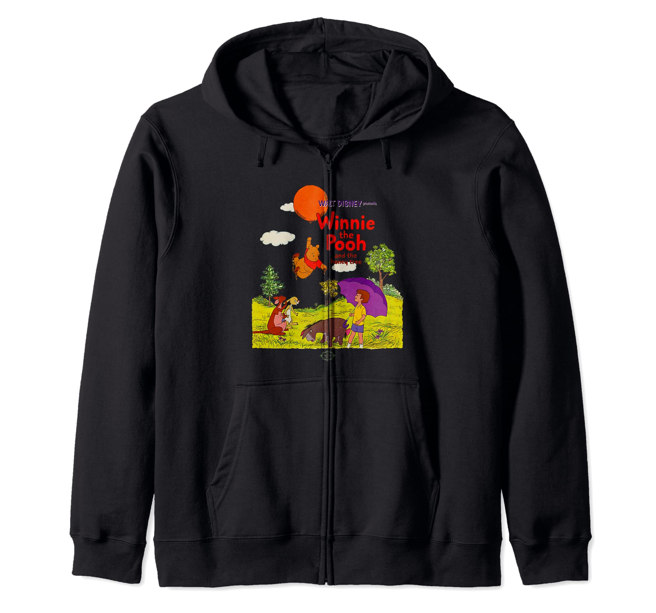 Sweat Winnie l'Ourson Disney vintage à capuche et fermeture éclair style rétro pour adulte