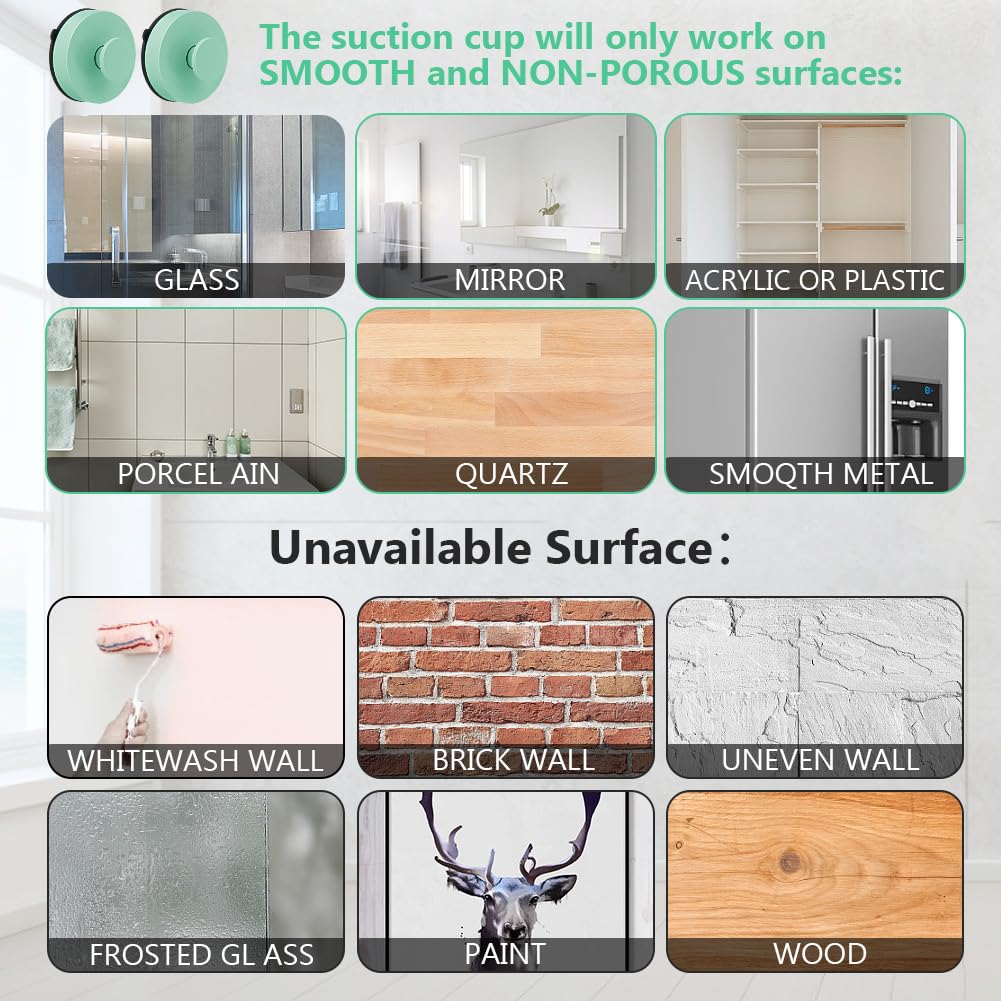 flintronic 2 Piezas Ganchos ventosa de Succión, Colgador Toalla baño, Gancho ventosa de Vacío, Pared sin Taladro Gancho de Pared para Colgar Llaves Abrigos Ropa Bolsos Ducha Acabado Cepillado, Verde