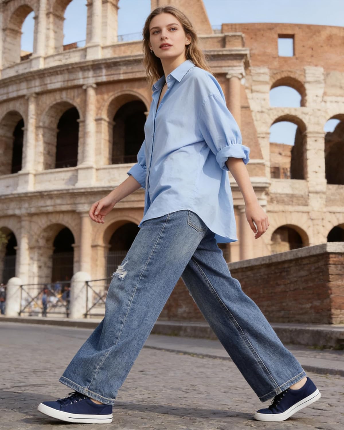 SANGTREE Womens Wide Leg Jeans Elastic Waist Denim Pants Baggy Jeans for Womens,S-XXL - Image 5