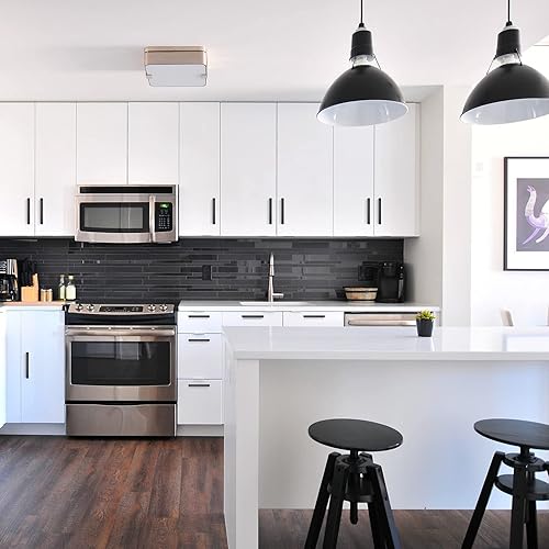 Vista 24 de Ravinte Paquete de 20 tiradores de gabinete negros de 3-3/4 pulgadas, manijas de gabinete de cocina color negro mate, tiradores de cajones modernos