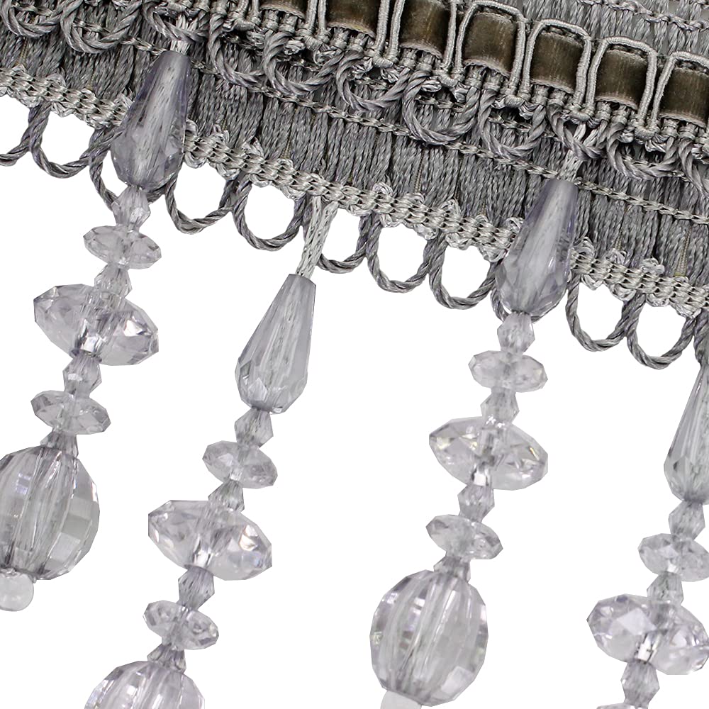 SePkus Décoration de Pompon exquise, 6 mètres de Perles, Franges de Rideau, Perles de Citrouille suspendues, Bord de Rideau en Dentelle (Gris) (Gris)