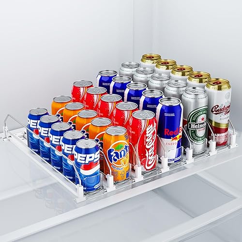 HIYOHIYO Organizador de latas de soda de empuje automático de 6 filas para refrigerador, dispensador automático de bebidas para refrigerador,