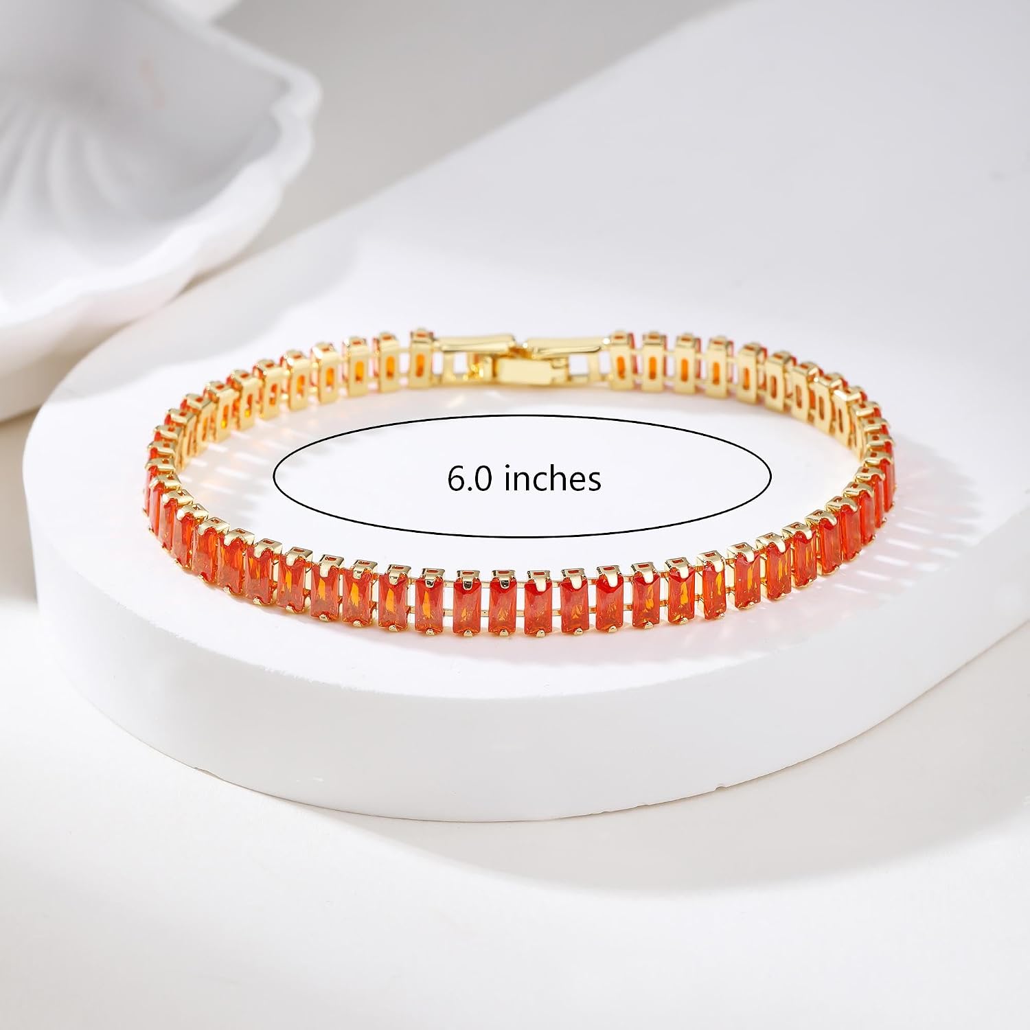 18K Gold-Plated Pink Cubic Zirconia Tennis Bracelet, Multiple Sizes 5.9-7.5 Inchs Fashion Women's Pink Tennis Bracelet