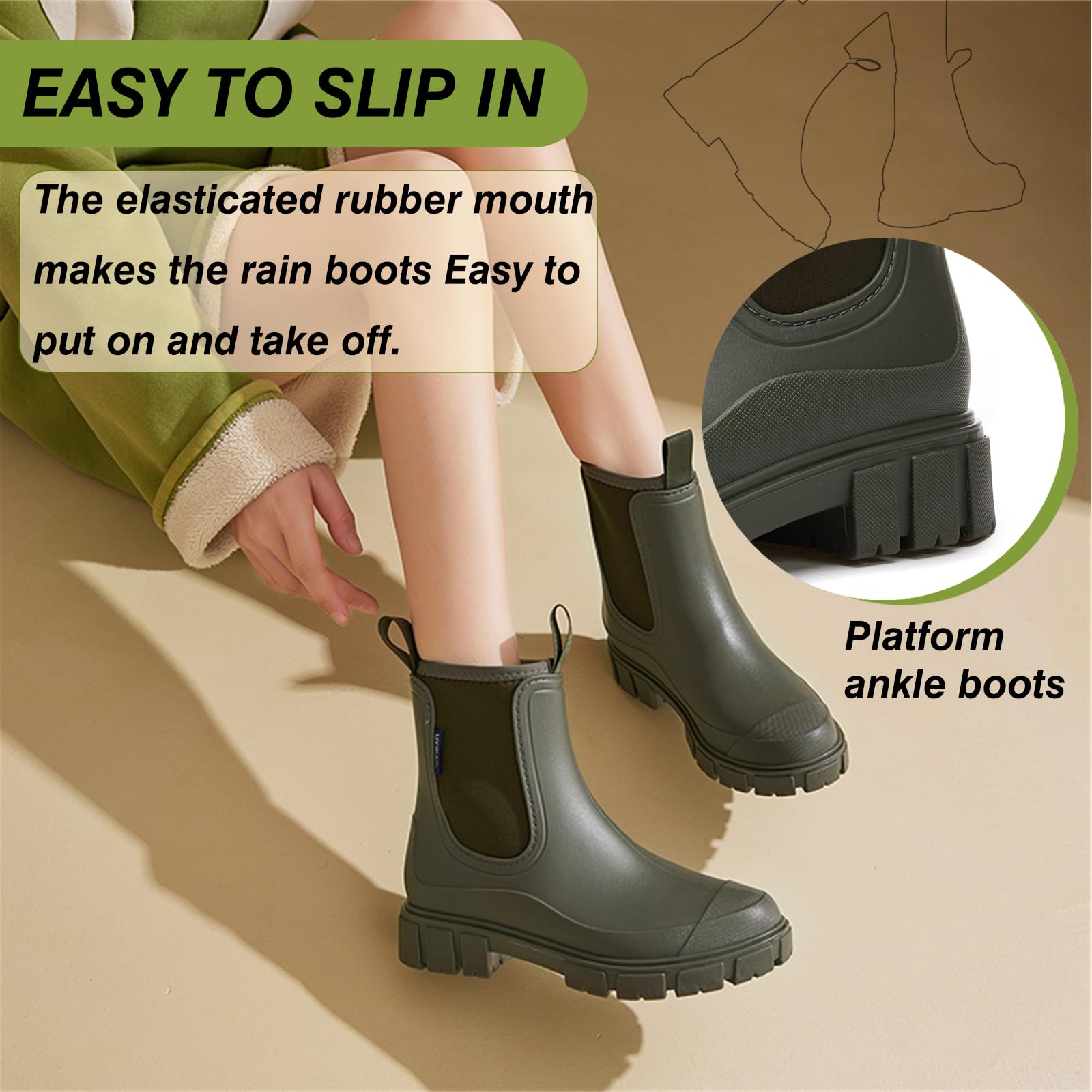 AONEGOLD Stivali Pioggia Donna Impermeabile Antiscivolo Leggere Comode Stivali Gomma Moda Pioggia per Esterni Giardinaggio Boots
