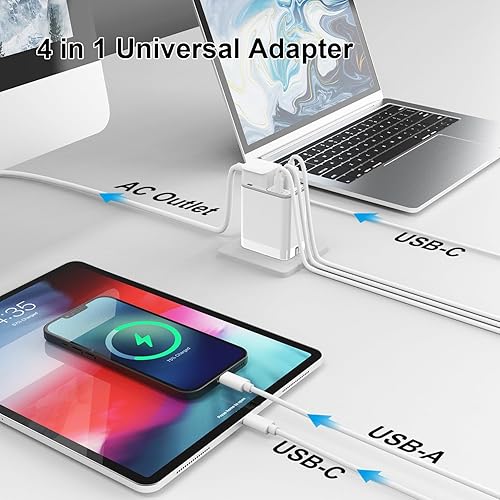 Miniatura 3 de Adaptador de viaje universal, 65 W GaN Adaptador de enchufe internacional AC 100-250V Worldwide Travel Essentials Adaptador de corriente USB C con 2