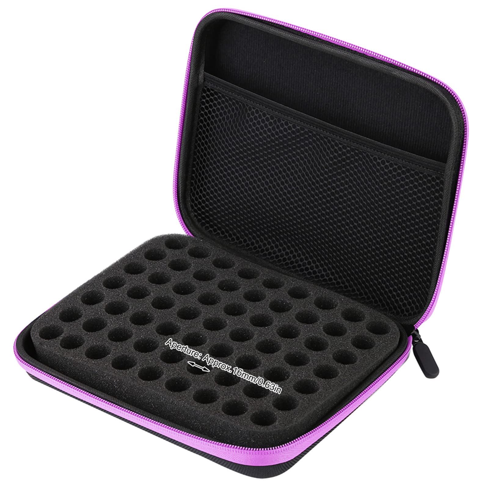 Etui na Olejki Eteryczne 63 Gniazda Przenośna Torba do Przechowywania Olejków Aromaterapeutycznych Case Box Organizer Black (PURPLE)
