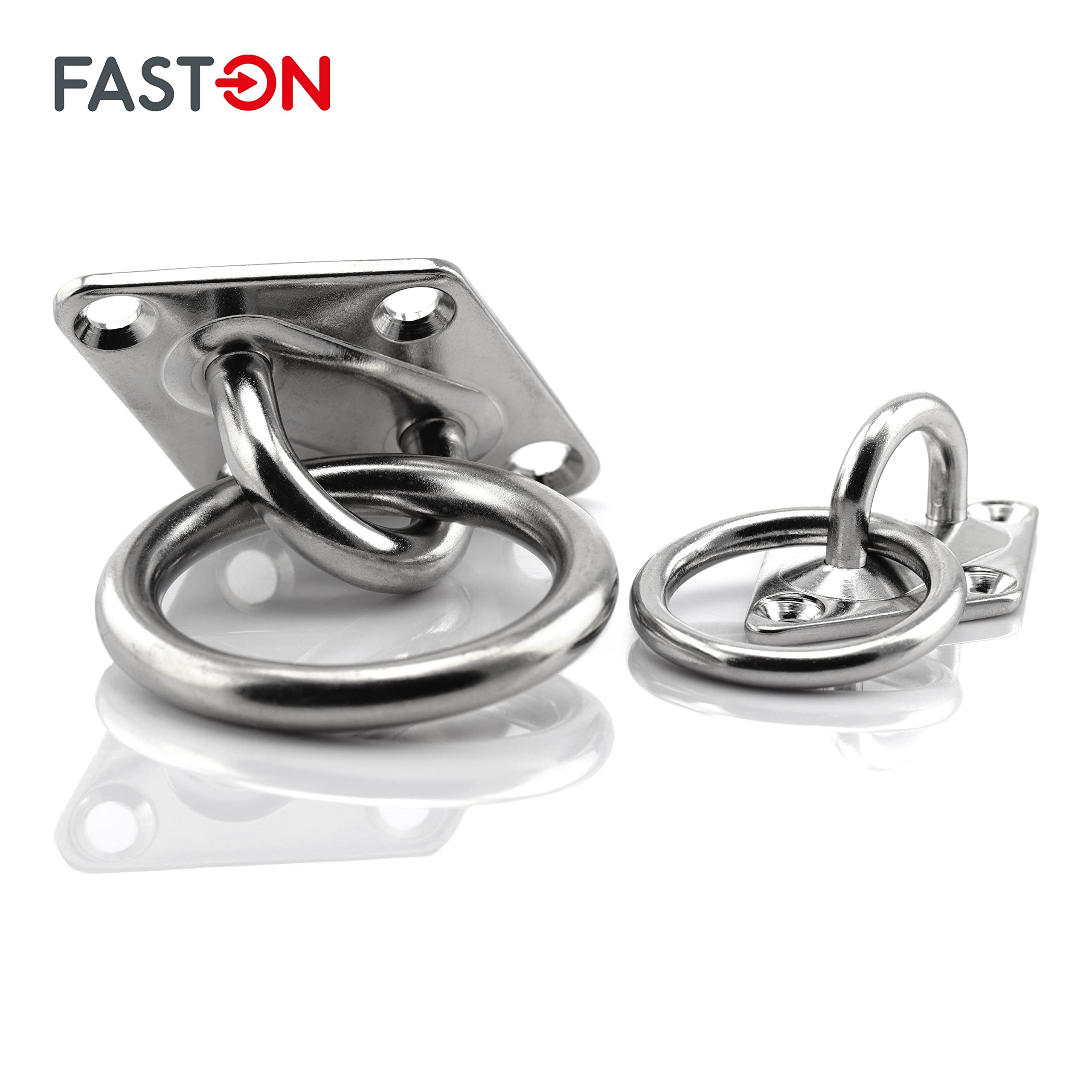 FASTON® Augplatte mit Ring Raute Form 80 mm Edelstahl A2 V2A (10 Stück) Befestigungshaken Decksplatte Diamant Form Wandöse Wandhaken Ösenplatte Wandbefestigung Zurröse