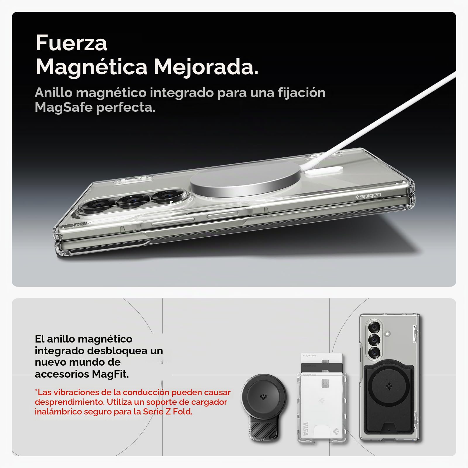 Spigen Funda Ultra Hybrid Pro MagFit para Samsung Samsung Galaxy Z Fold 7 | Compatible con MagSafe, Transparente