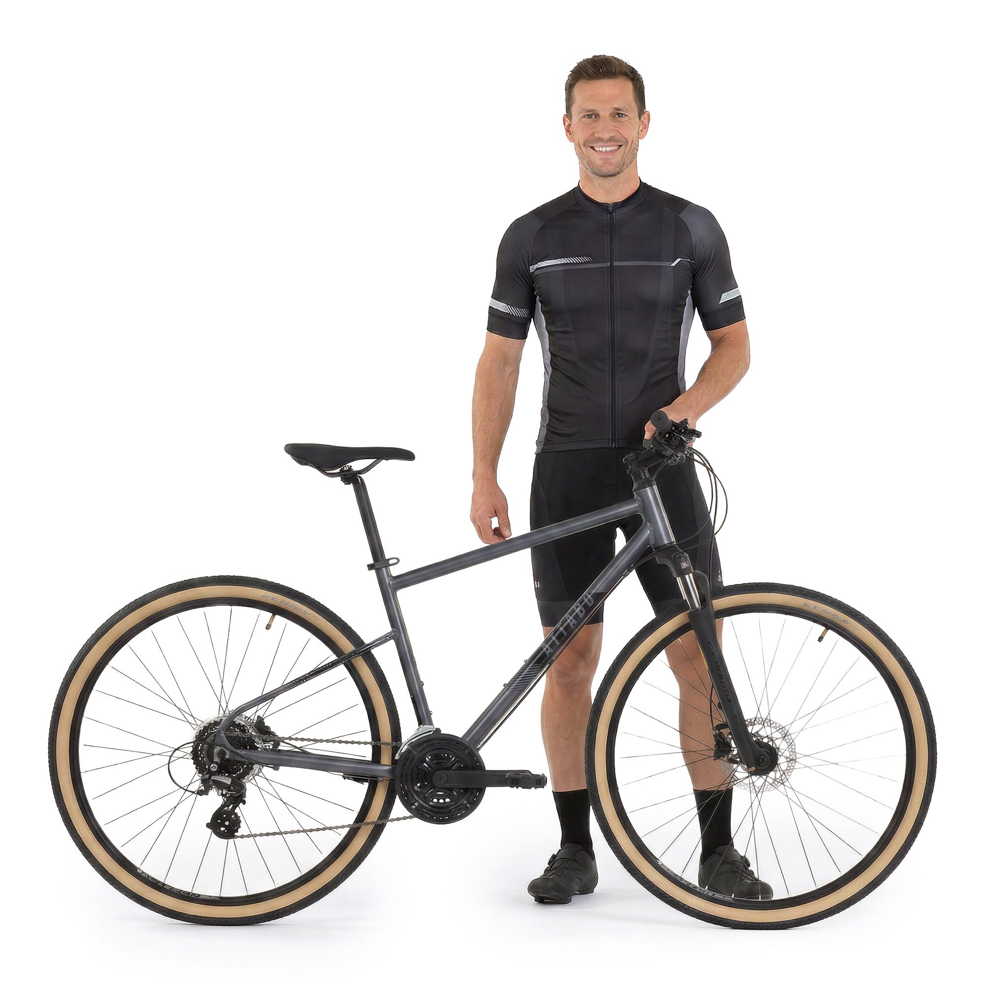 ATTABO SANO 3.0 męski rower crossowy 28 cali do jazdy na ulicy i żwirze | Aluminiowa rama, 24 biegi, amortyzowany widelec SR Suntour i hydrauliczne hamulce tarczowe Shimano
