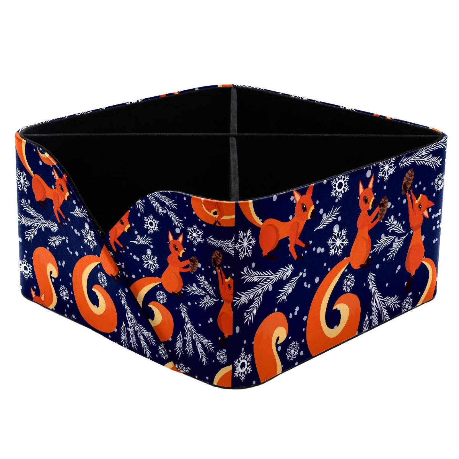 KengjuTesu Red Squirrel with Pine Nuts Desktop Organizer Pen Holder, Rectangular Pencil Cup for Office, Study and Makeup Stations