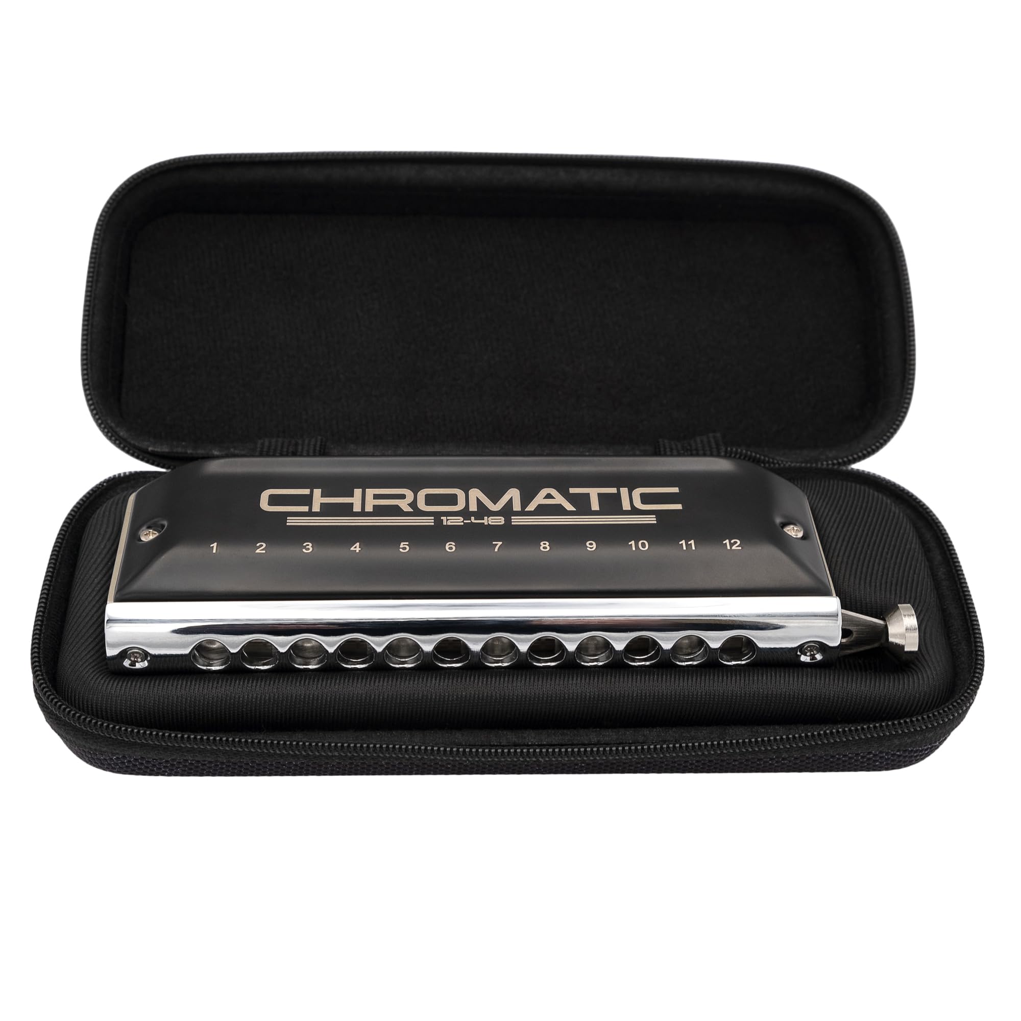 CASCHA Chromatic 12-48 - Armonica a 12 fori, con custodia morbida e panno per la pulizia