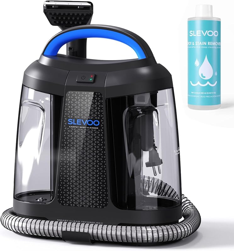 450W Portable Carpet Cleaner Machine with 1 Bottle Cleaning Solutions, Strong Suction Upholstery and Furniture Cleaner for Cleaning Stairs, Car Interiors, for Pet Footprint, Dust, Oil(AU-C003)