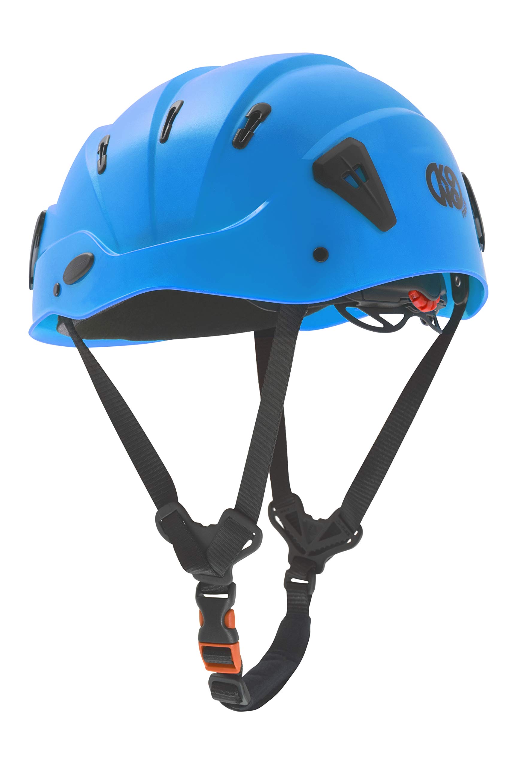 Kong Spin. Casque Professionnel léger et ventilé pour Une Utilisation prolongée. Rembourrage Amovible. 4 Clips pour Lampe Avant. CE en 397, ANSI Z89.1-2014. Poids 385 g. Bleu