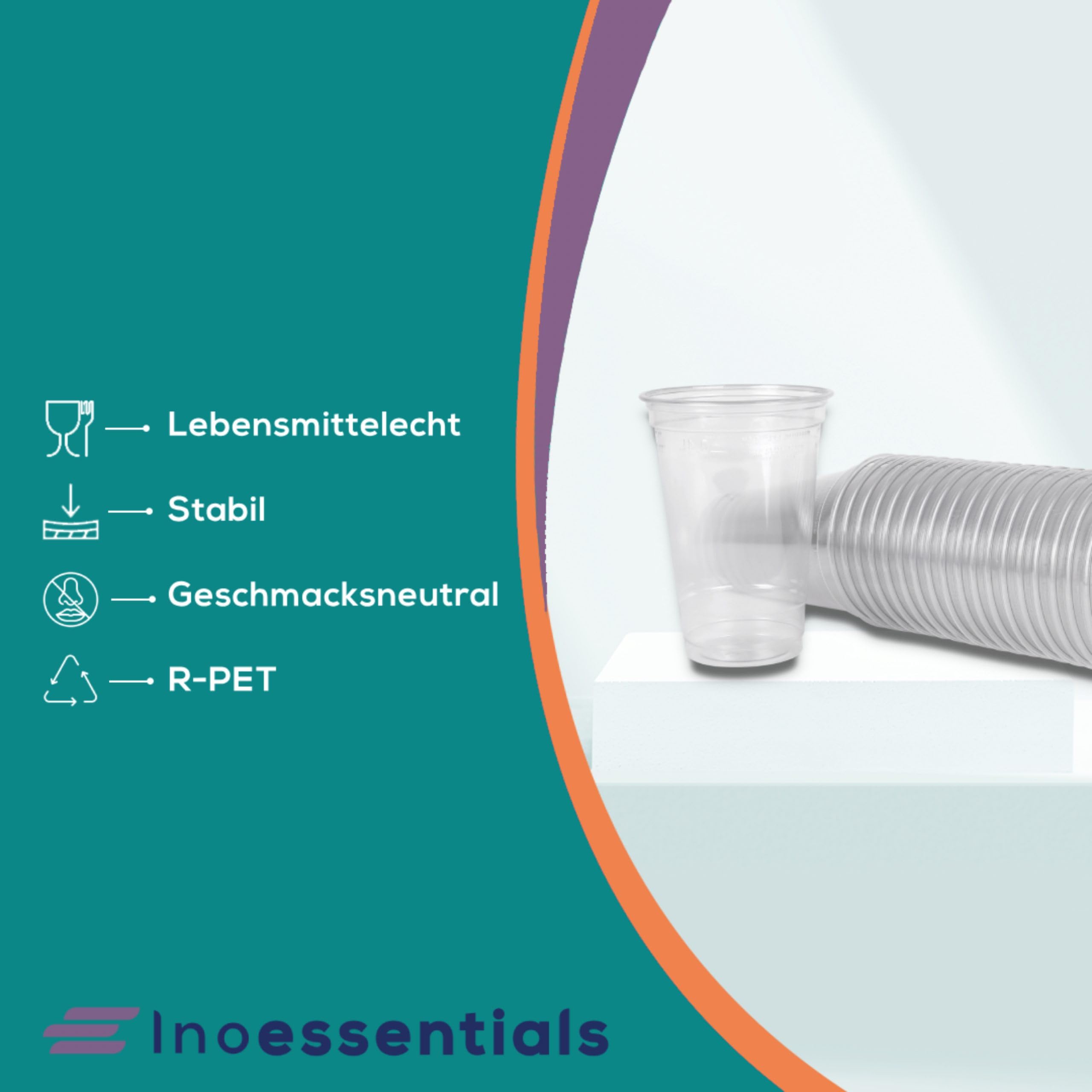 Re-Form 800 Stück Smoothie Becher To Go 400 ml, Dessertbecher, Plastikbecher für Eiskaffee, Cocktail, Bubble Tea mit Domdeckel mit Loch