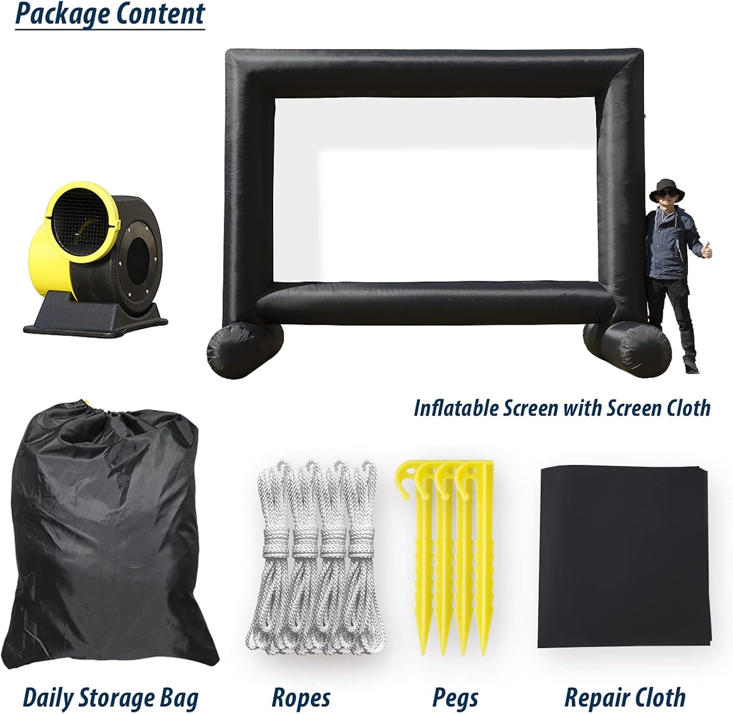 Get Discount Offer Sewinfla 16Ft Inflatable Movie Screen with Blower - Front and Rear Projection - Blow Up Outdoor and Indoor Projector Screen for Party, Easy to Set Up