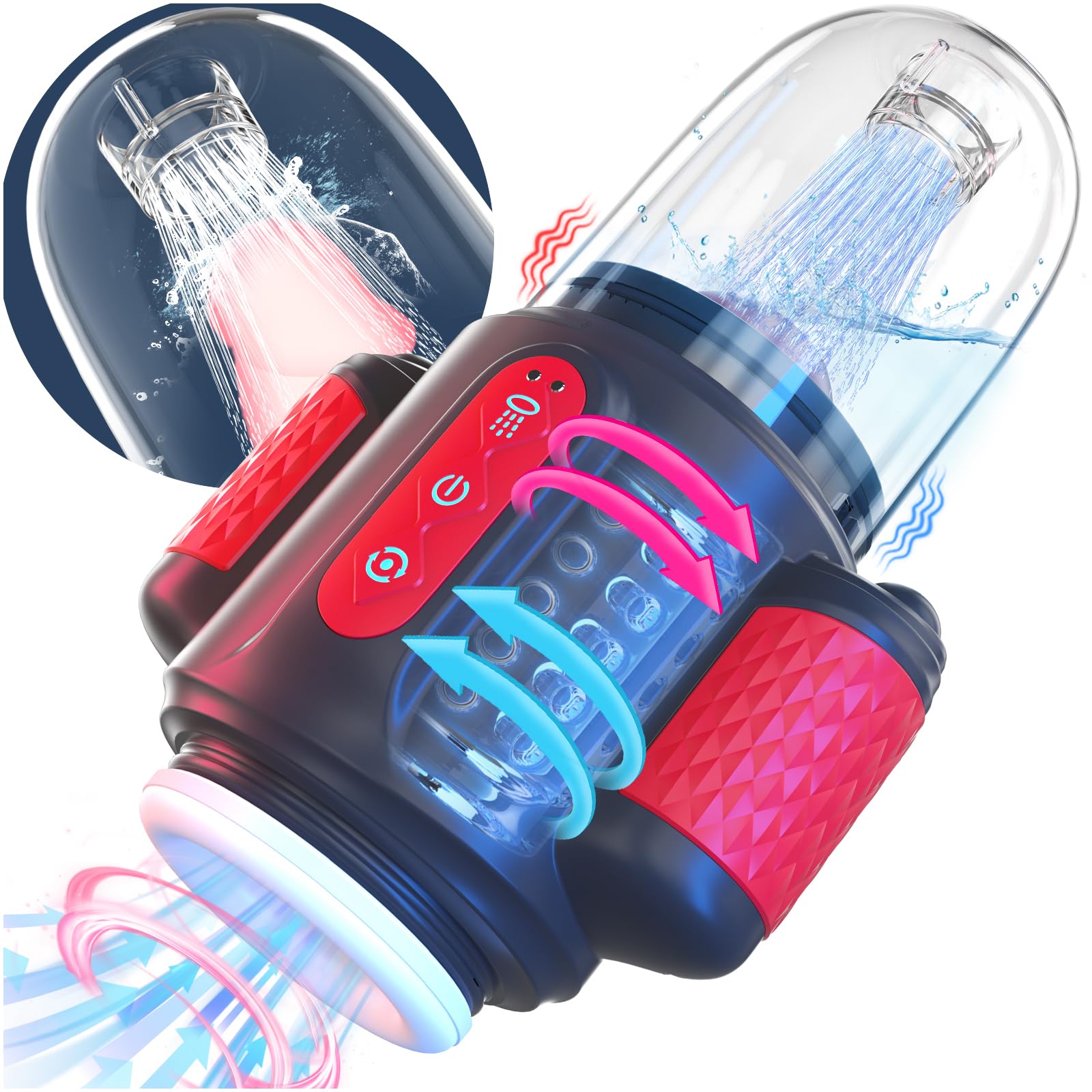 Masturbieren für Männer Elektrisch Wassersprühfunktion 7-in-1, Sex Spielzeug für die Männer 10 Vibration 5 Rotation, Blowjob Taschenmuschi Masturbator Realistisch, GOZMIN Penis Vibrator Sexspielzeug