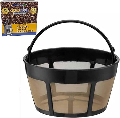 GoldTone Filtro de café con cesta de 8 a 12 tazas y juego de 12 filtros de agua de carbón para cafeteras y cafeteras Cuisinart. Sustituye tu filtro