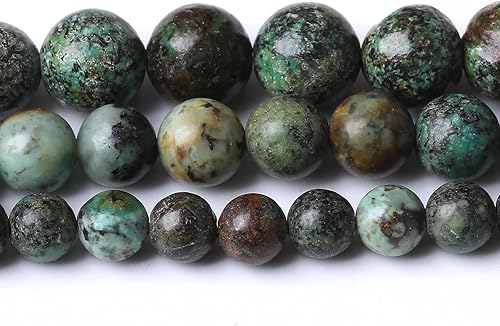 Miniatura 2 de Cuentas redondas sueltas de piedra natural de turquesas africanas, joyería para hacer manualidades, pulsera, collar, accesorio 1 hebra, 32 unidades,