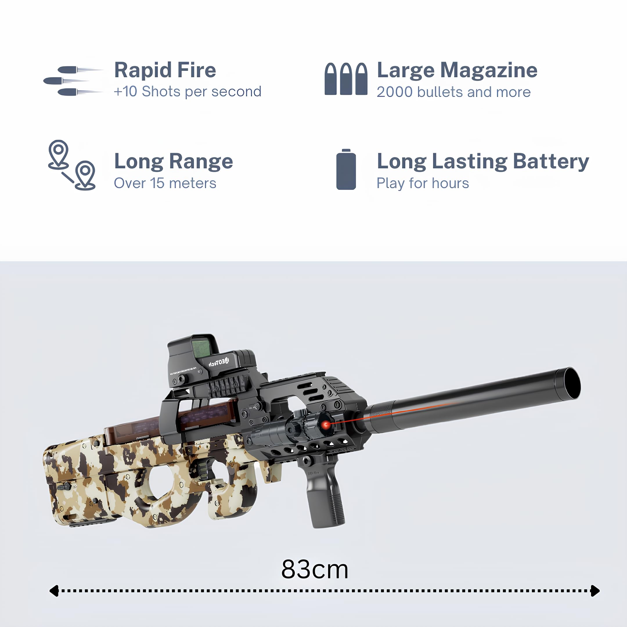 Gel Blaster Gun P90 – Pistolet à Bille Eau Electrique Automatique – 20000 Balles et Lunettes – Watersoft Puissant Fusil Arme Mitraillette - Adulte Gelfire Water Gun